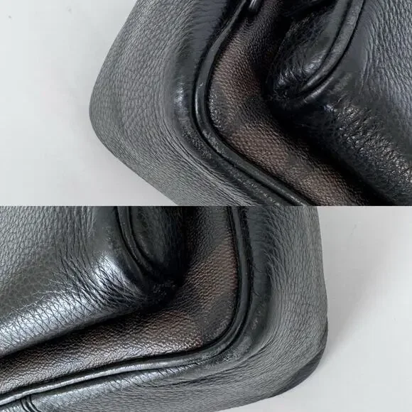 Coach Court Mini Backpack Coated Canvas Nylon Black/Brown Monogram C8604 - Picture 8 of 16